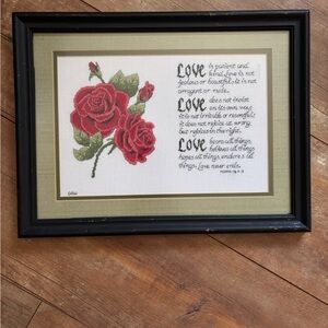 Source Unknown Red Rose Love Quote Wall Art